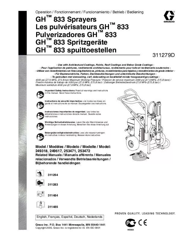 Mode d'emploi GRACO GH 833