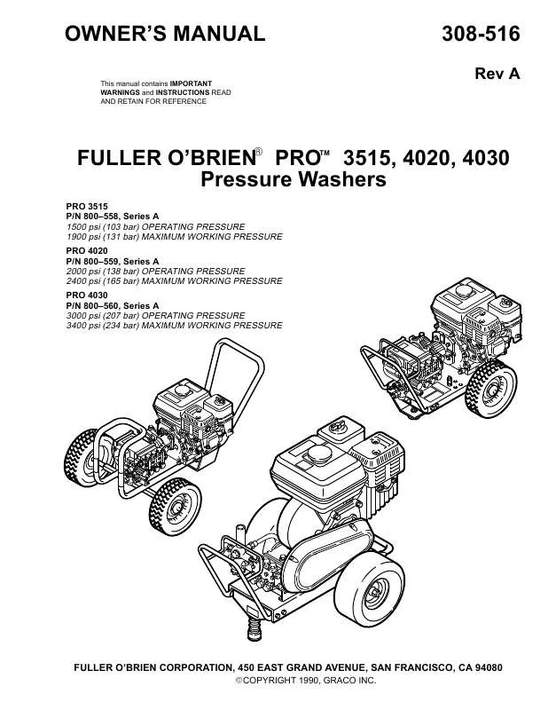 Mode d'emploi GRACO PRO 4030