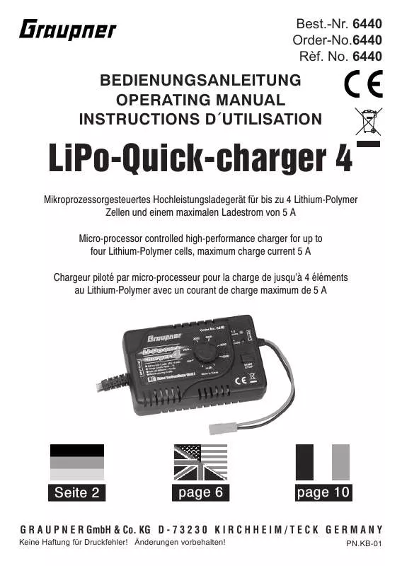 Mode d'emploi GRAUPNER LIPO-QUICK-CHARGER 4