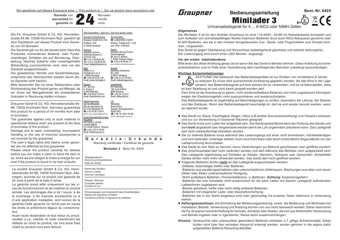 Mode d'emploi GRAUPNER MINILADER 3