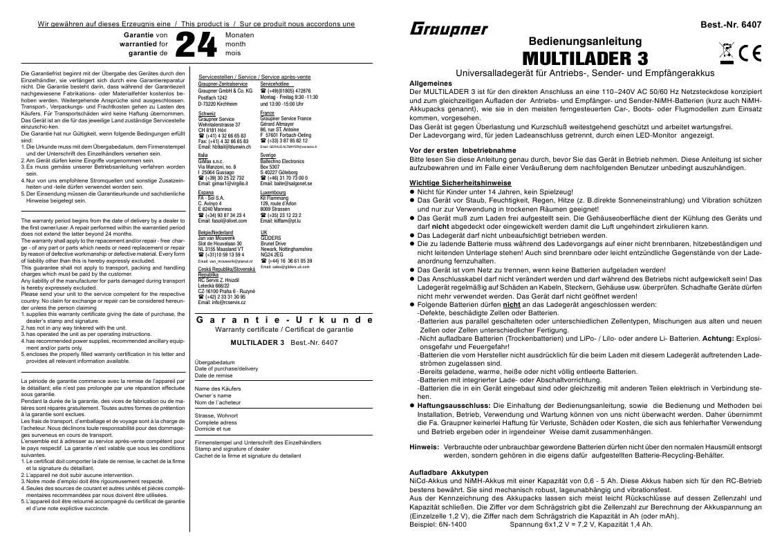 Mode d'emploi GRAUPNER MULTILADER 3