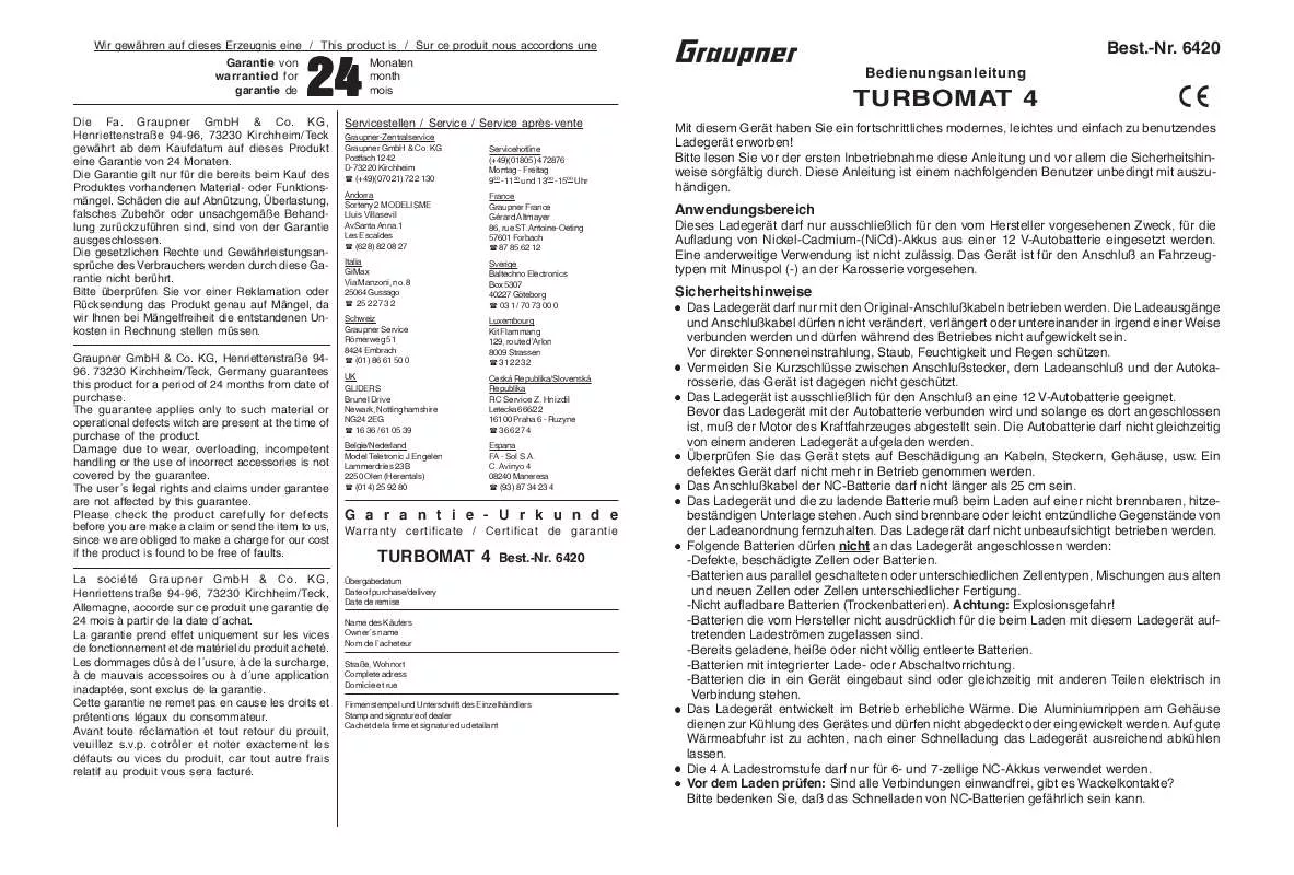 Mode d'emploi GRAUPNER TURBOMAT 4