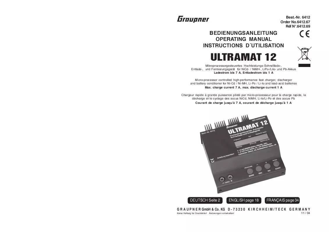 Mode d'emploi GRAUPNER ULTRAMAT 12