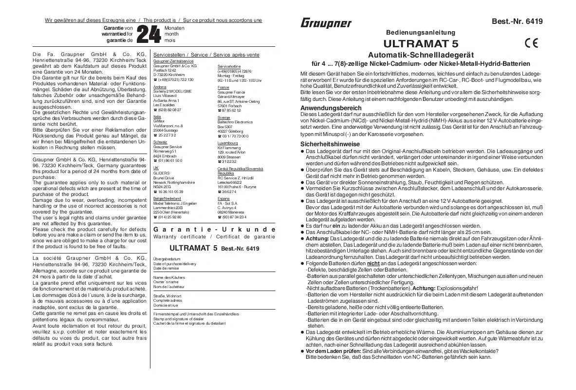 Mode d'emploi GRAUPNER ULTRAMAT 5