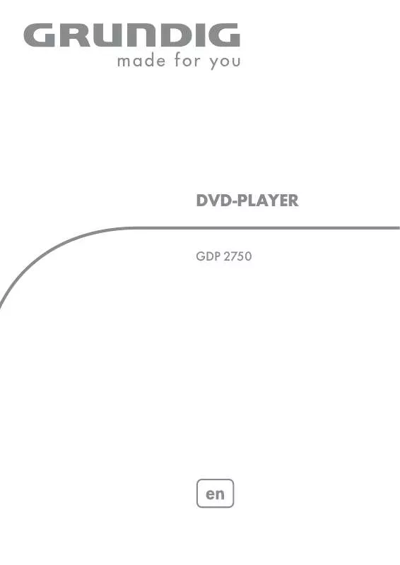 Mode d'emploi GRUNDIG GDP 2750