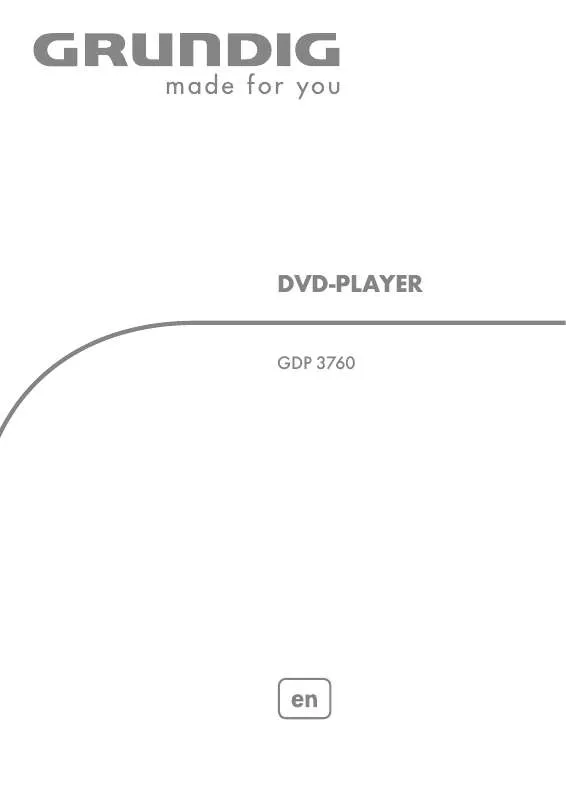 Mode d'emploi GRUNDIG GDP 3760