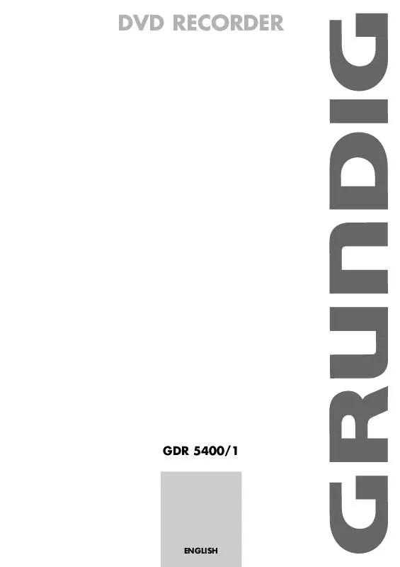 Mode d'emploi GRUNDIG GDR 5400 /1