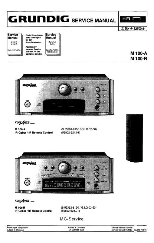 Mode d'emploi GRUNDIG M 100-A