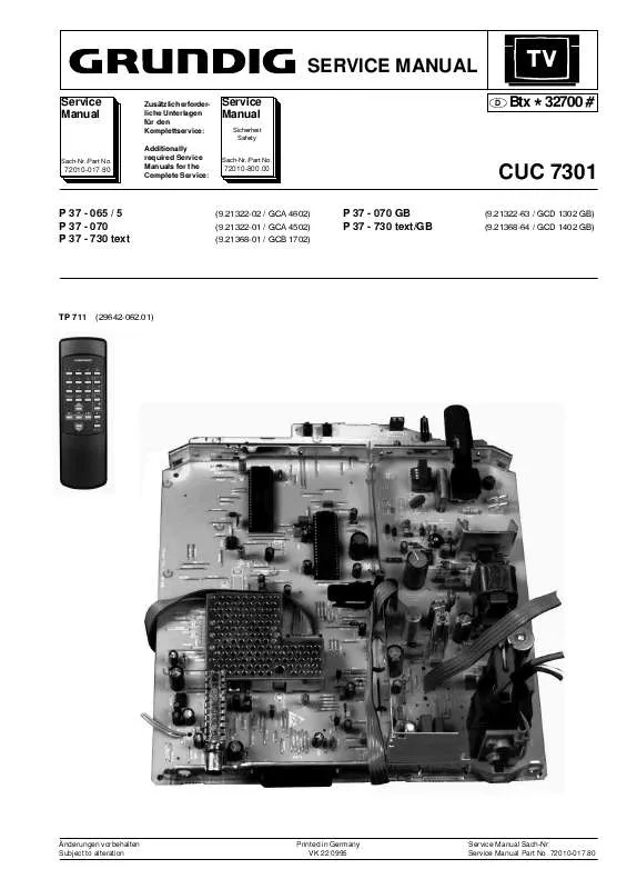 Mode d'emploi GRUNDIG P 37-070 GB