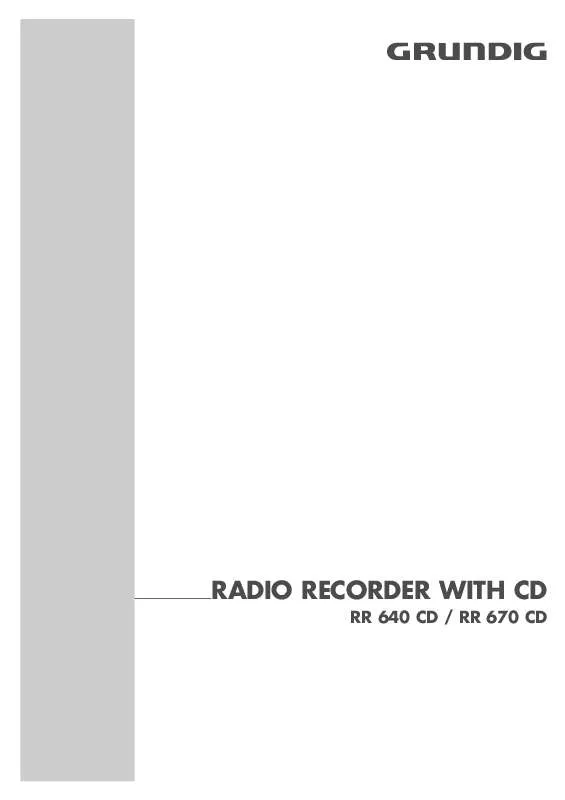 Mode d'emploi GRUNDIG RR 670 CD