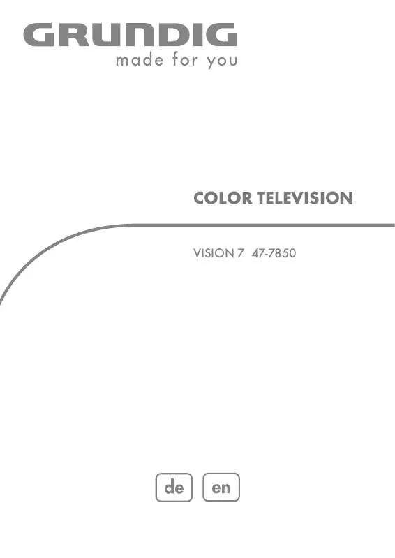 Mode d'emploi GRUNDIG VISION 7 47-7850