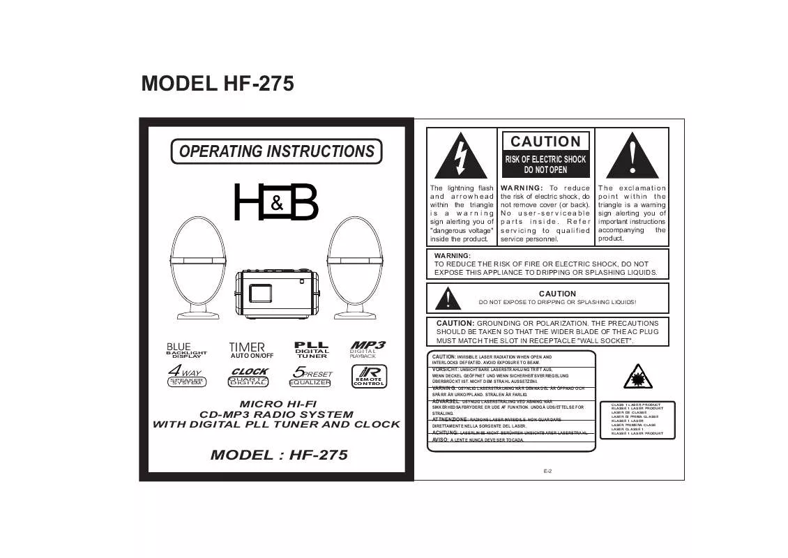 Mode d'emploi H&B HF-275