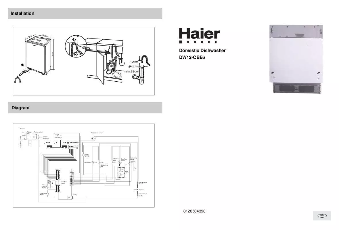 Mode d'emploi HAIER DW12-CBE6S