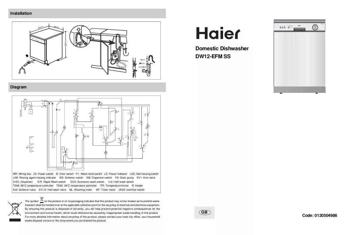 Mode d'emploi HAIER DW12-EFMSS