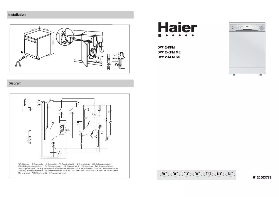 Mode d'emploi HAIER DW12-KFMME