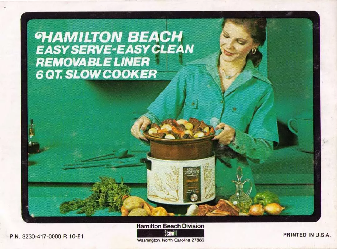 Mode d'emploi HAMILTON BEACH EASY CLEAN