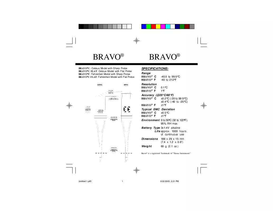 Mode d'emploi HANNA INSTRUMENTS BRAVO