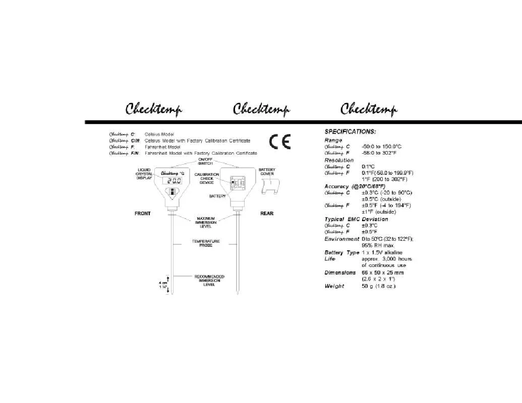 Mode d'emploi HANNA INSTRUMENTS CHECKTEMP