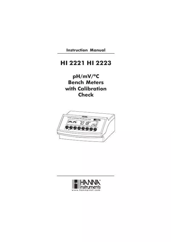 Mode d'emploi HANNA INSTRUMENTS HI 2221