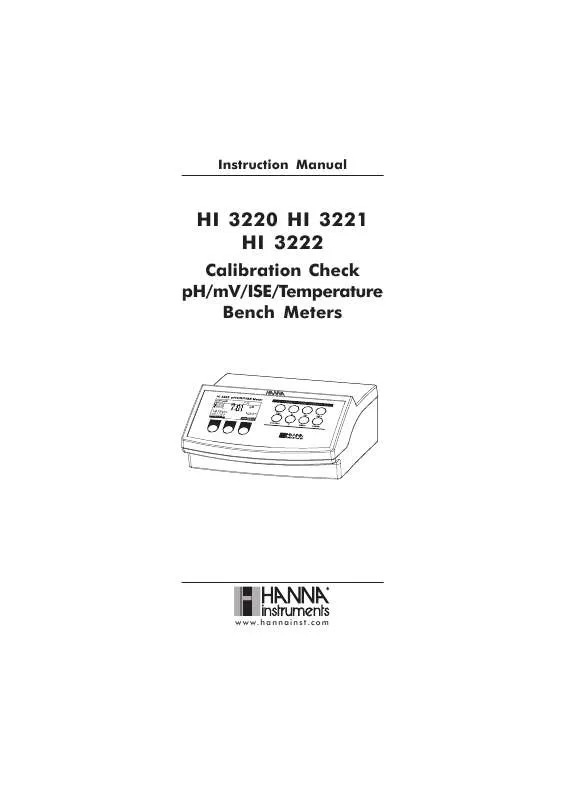 Mode d'emploi HANNA INSTRUMENTS HI 3220