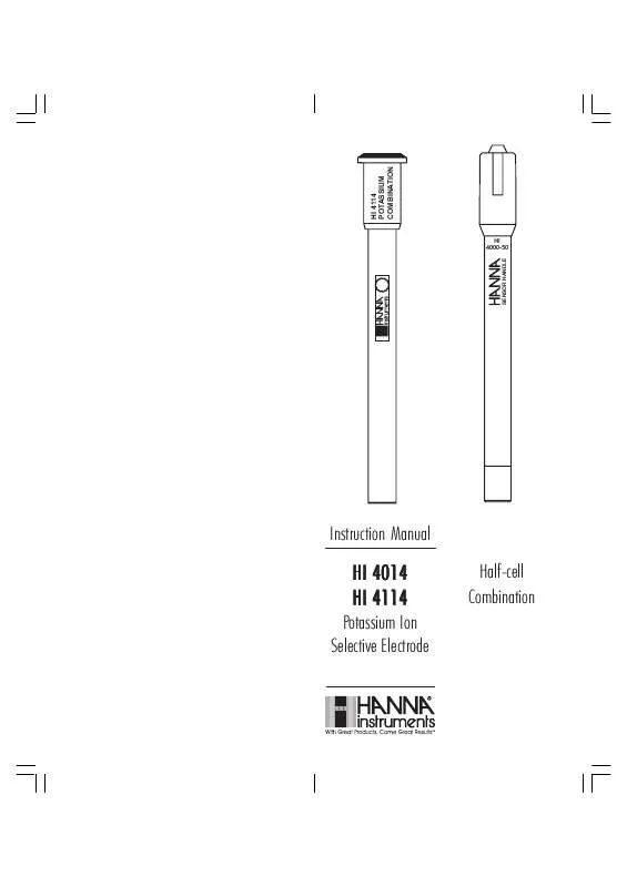 Mode d'emploi HANNA INSTRUMENTS HI 4014