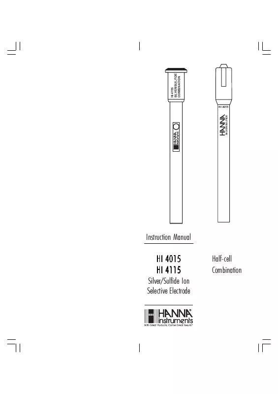 Mode d'emploi HANNA INSTRUMENTS HI 4015