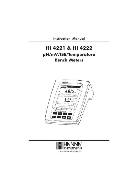 Mode d'emploi HANNA INSTRUMENTS HI 4221