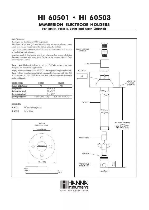 Mode d'emploi HANNA INSTRUMENTS HI 60503