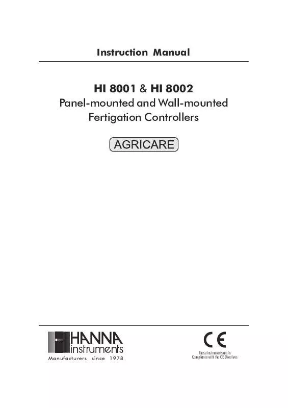 Mode d'emploi HANNA INSTRUMENTS HI 8002