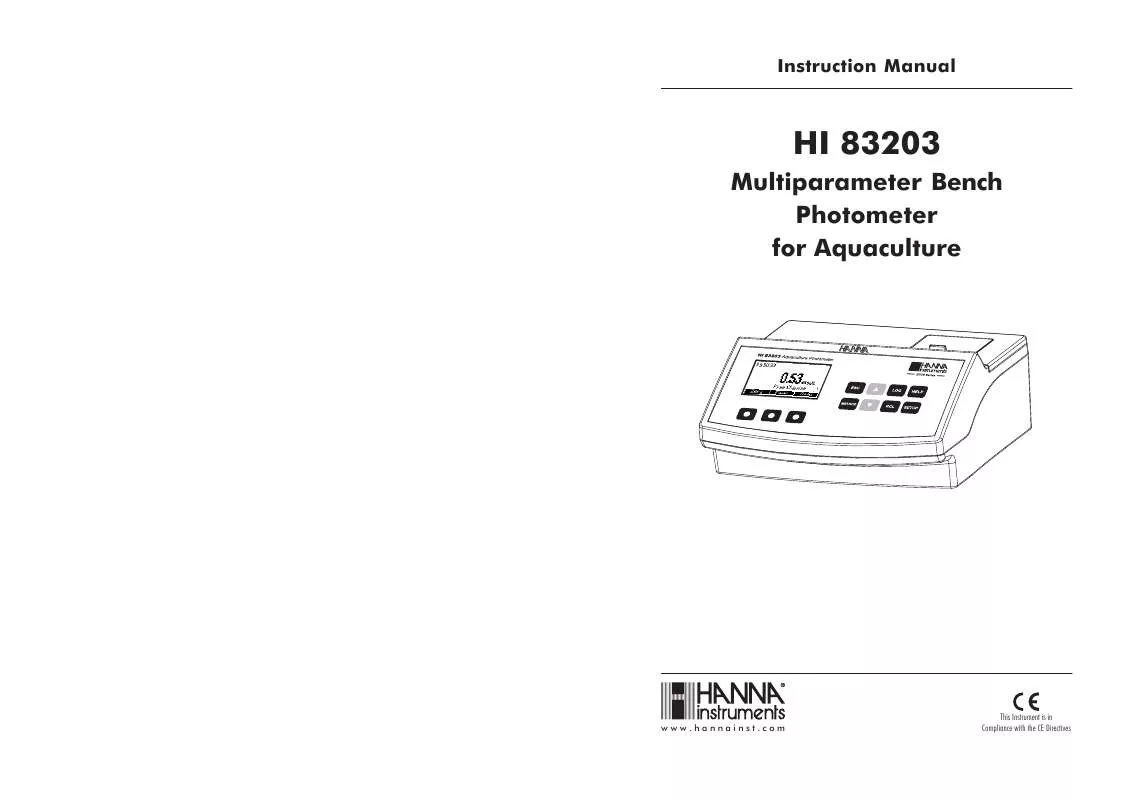 Mode d'emploi HANNA INSTRUMENTS HI 83203