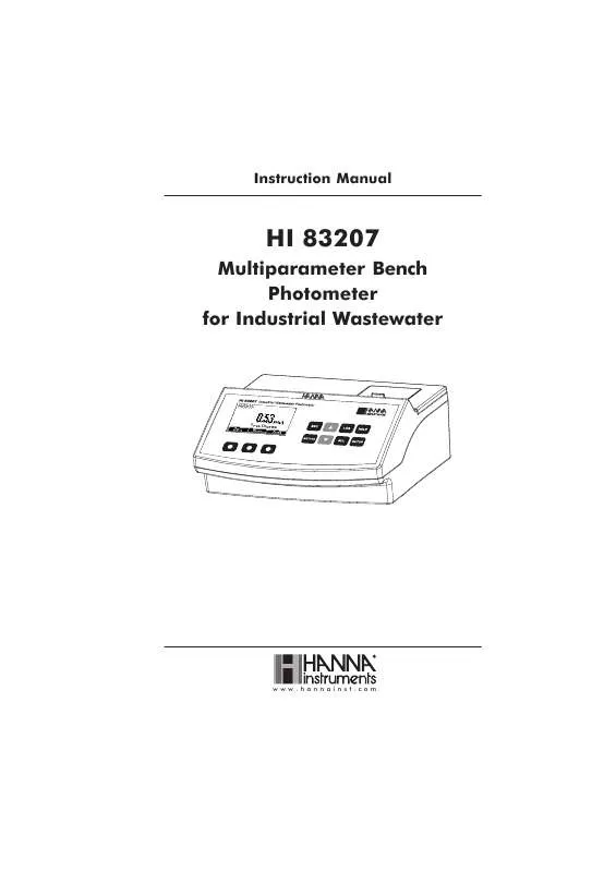 Mode d'emploi HANNA INSTRUMENTS HI 83207