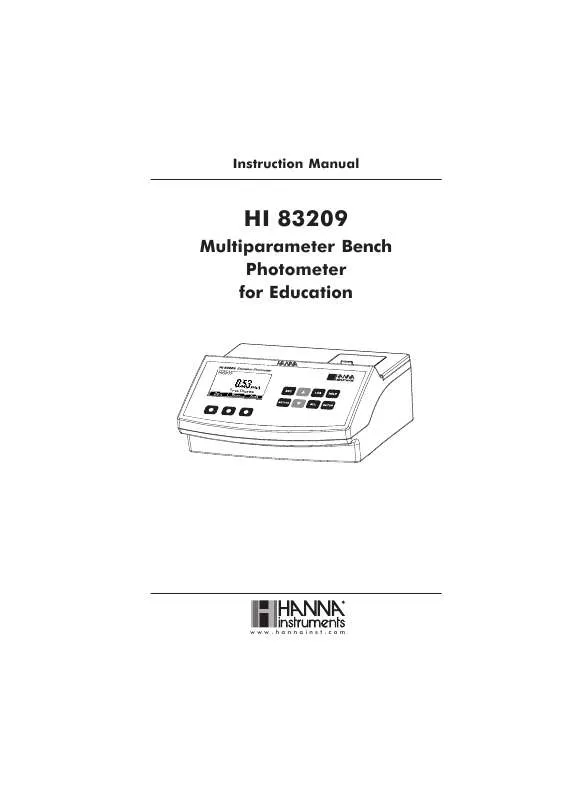 Mode d'emploi HANNA INSTRUMENTS HI 83209