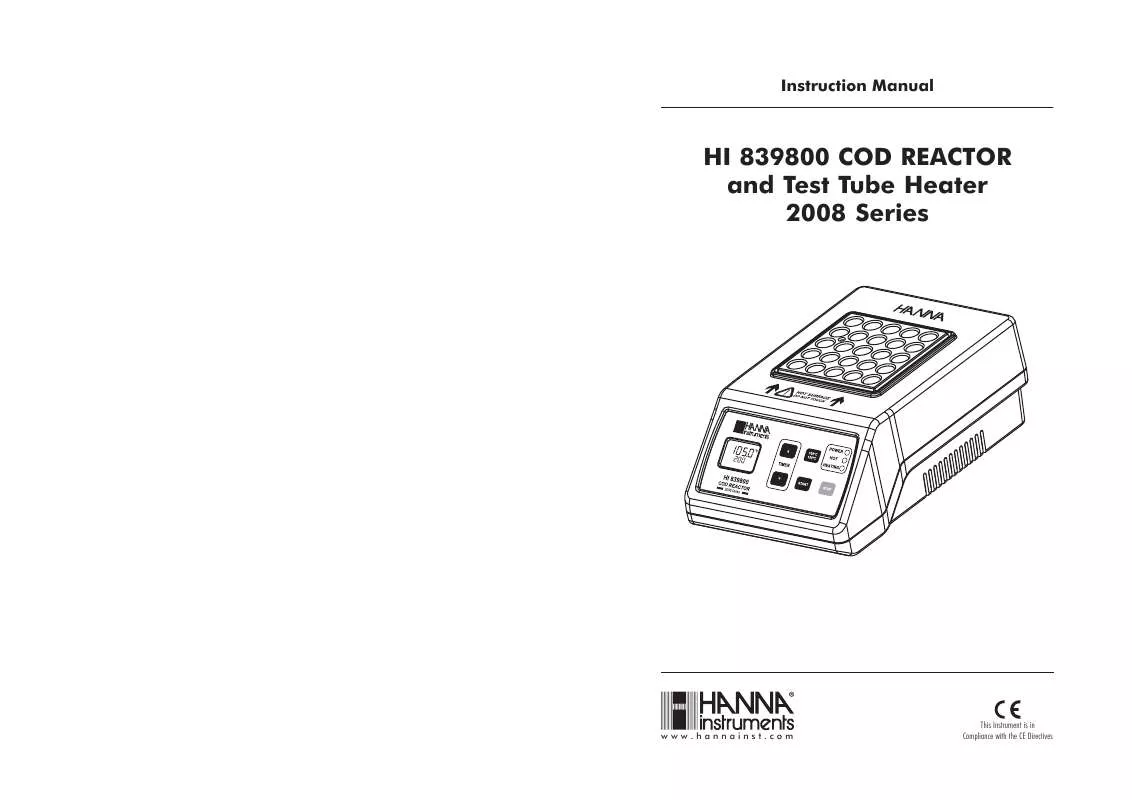 Mode d'emploi HANNA INSTRUMENTS HI 839800