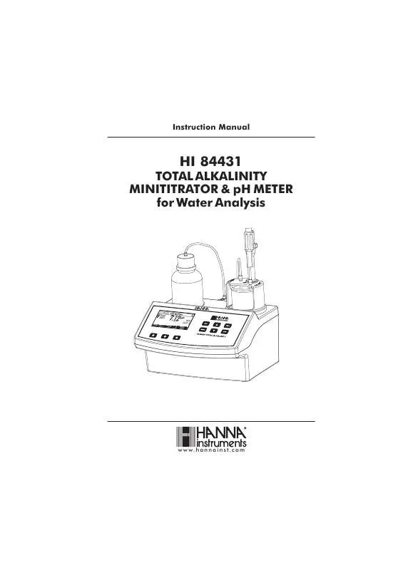 Mode d'emploi HANNA INSTRUMENTS HI 84431