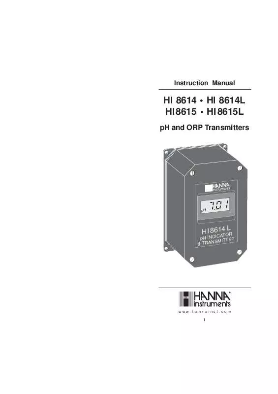 Mode d'emploi HANNA INSTRUMENTS HI 8615