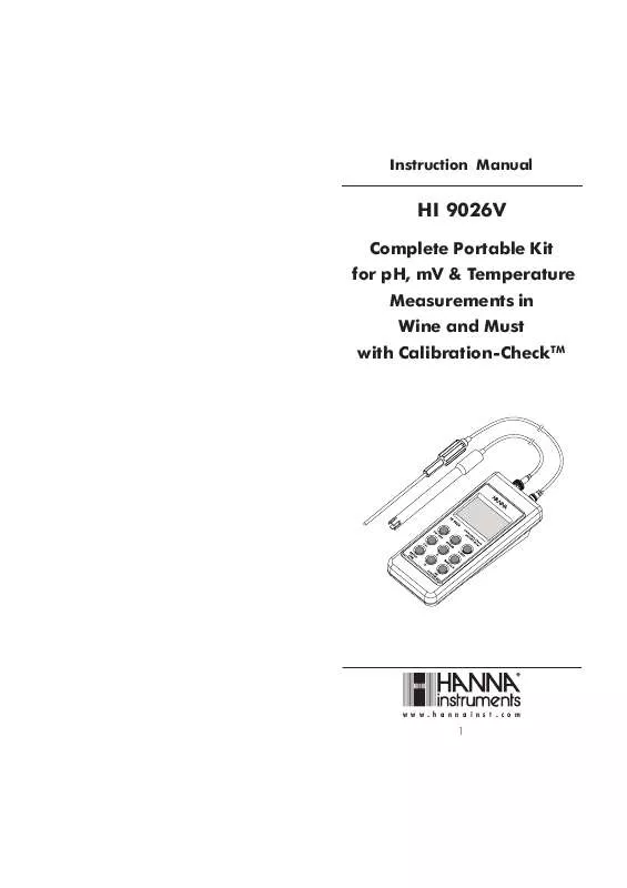 Mode d'emploi HANNA INSTRUMENTS HI 9026V