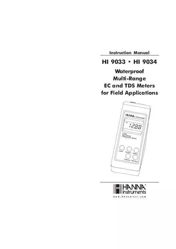 Mode d'emploi HANNA INSTRUMENTS HI 9034