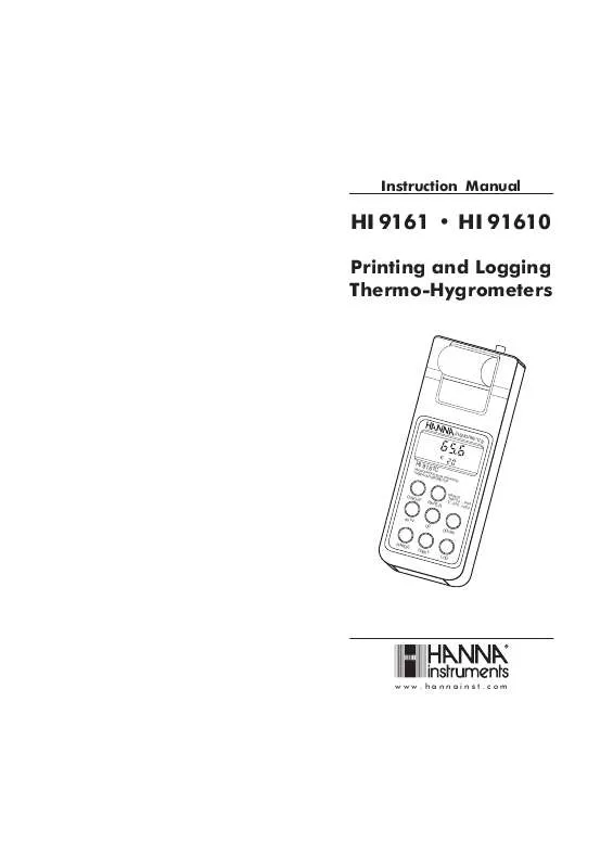 Mode d'emploi HANNA INSTRUMENTS HI 9161