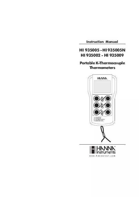 Mode d'emploi HANNA INSTRUMENTS HI 935005N