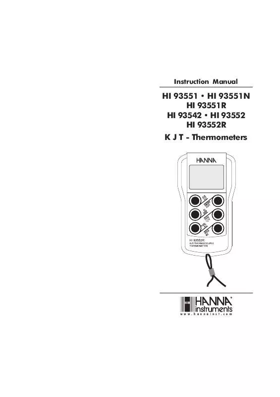 Mode d'emploi HANNA INSTRUMENTS HI 93551R