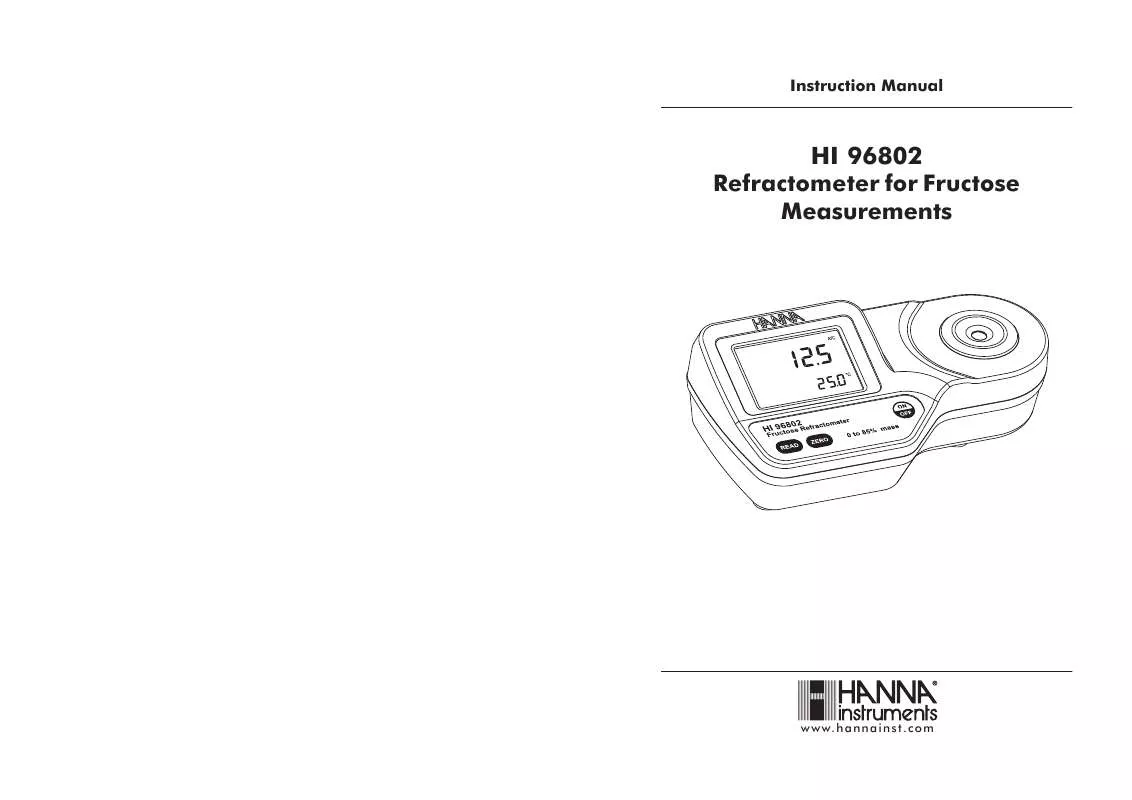 Mode d'emploi HANNA INSTRUMENTS HI 96802