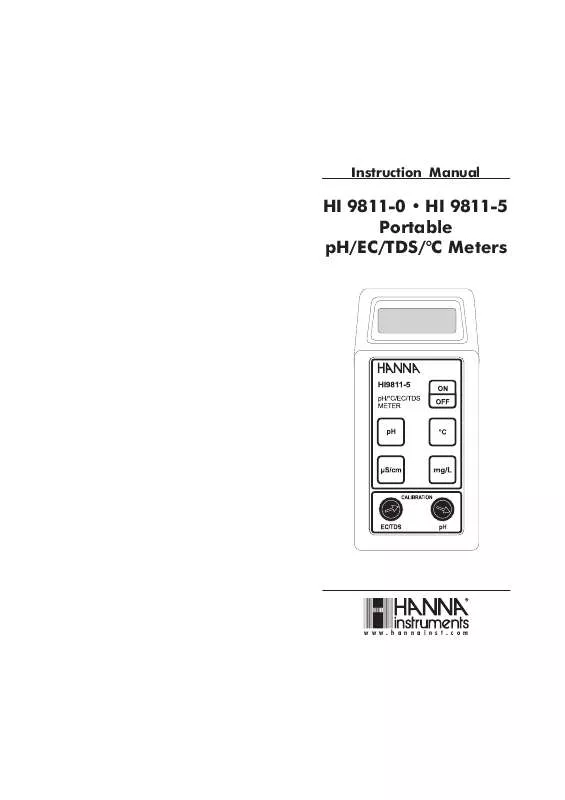 Mode d'emploi HANNA INSTRUMENTS HI 9811-0