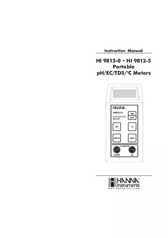 Mode d'emploi HANNA INSTRUMENTS HI 9812-0