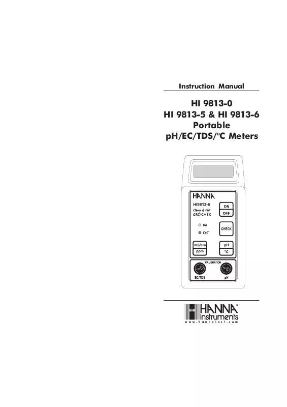 Mode d'emploi HANNA INSTRUMENTS HI 9813-0