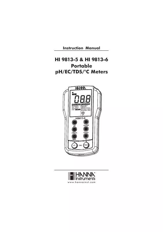 Mode d'emploi HANNA INSTRUMENTS HI 9813-6