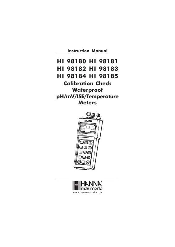 Mode d'emploi HANNA INSTRUMENTS HI 98180