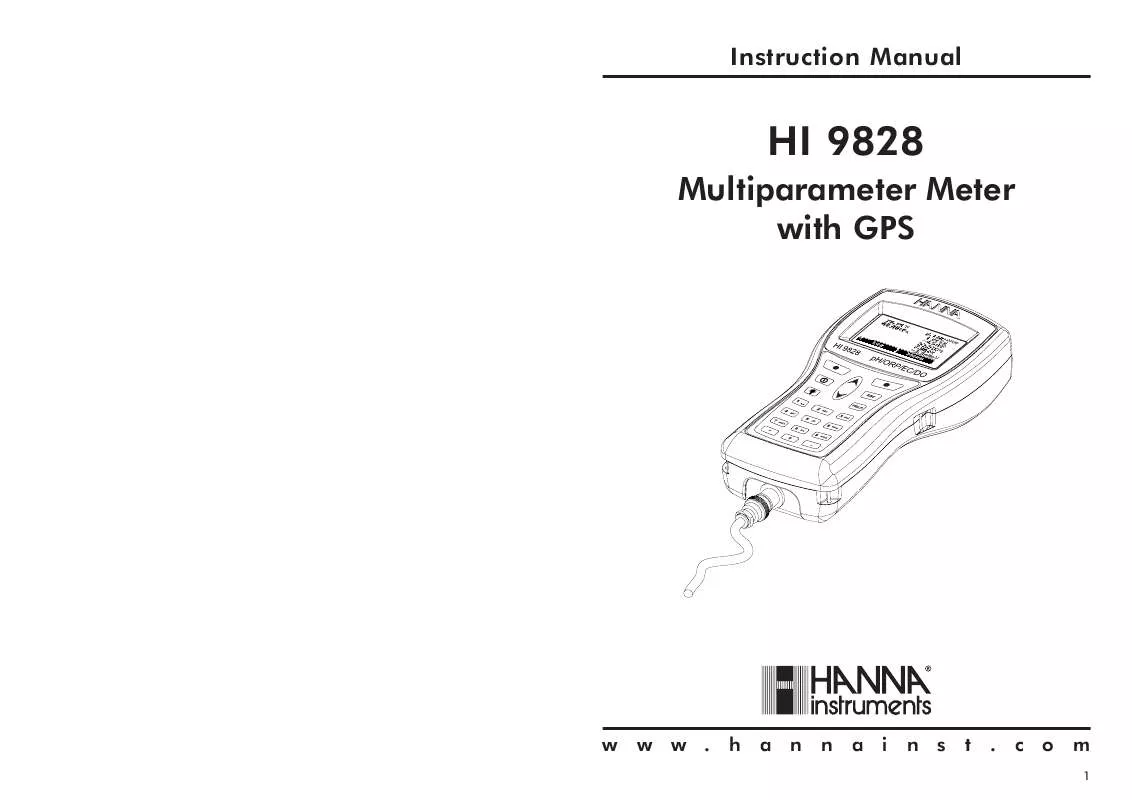 Mode d'emploi HANNA INSTRUMENTS HI 98280