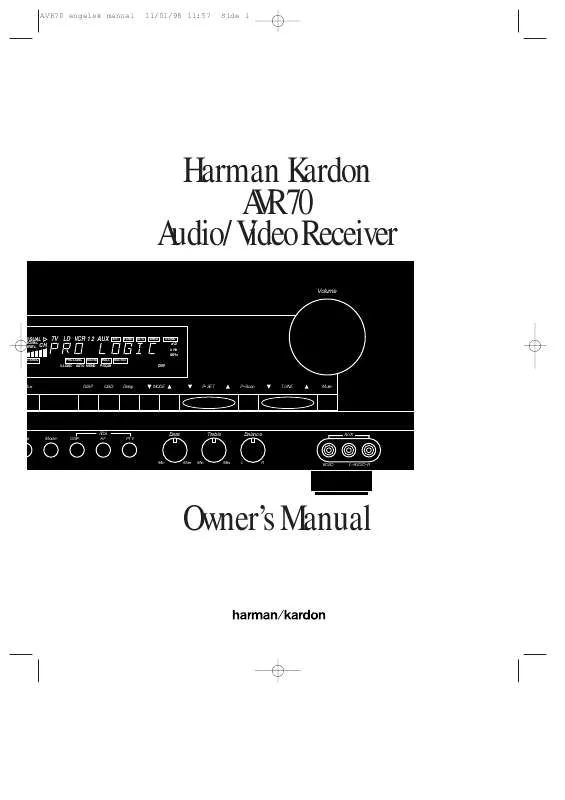 Mode d'emploi HARMAN KARDON AVR 70