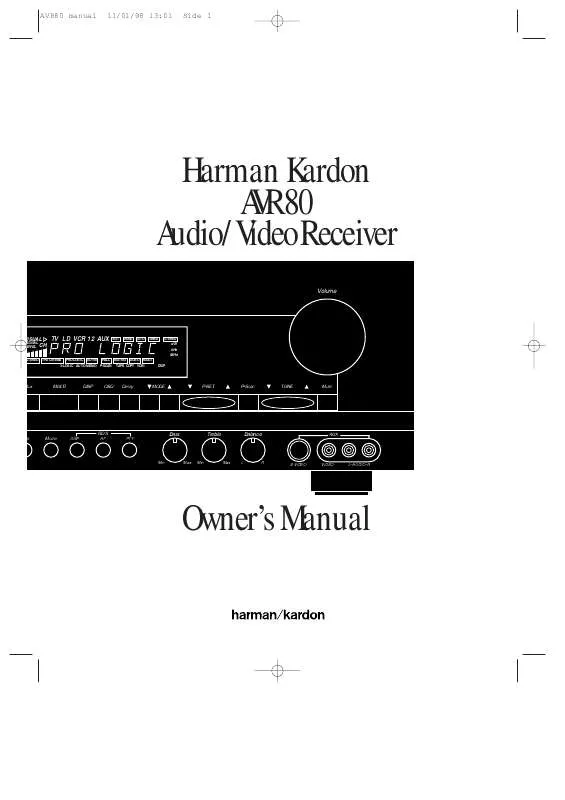 Mode d'emploi HARMAN KARDON AVR 80