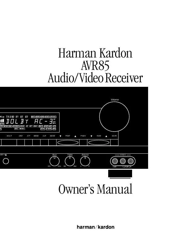 Mode d'emploi HARMAN KARDON AVR 85